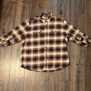 Tailor Vintage Brown and Cream Plaid Button-Down Shirt